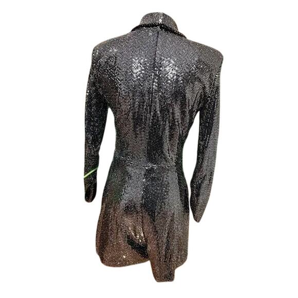 Zara Sequined Long Sleeve Gun Metal Romper - Picture 9 of 9